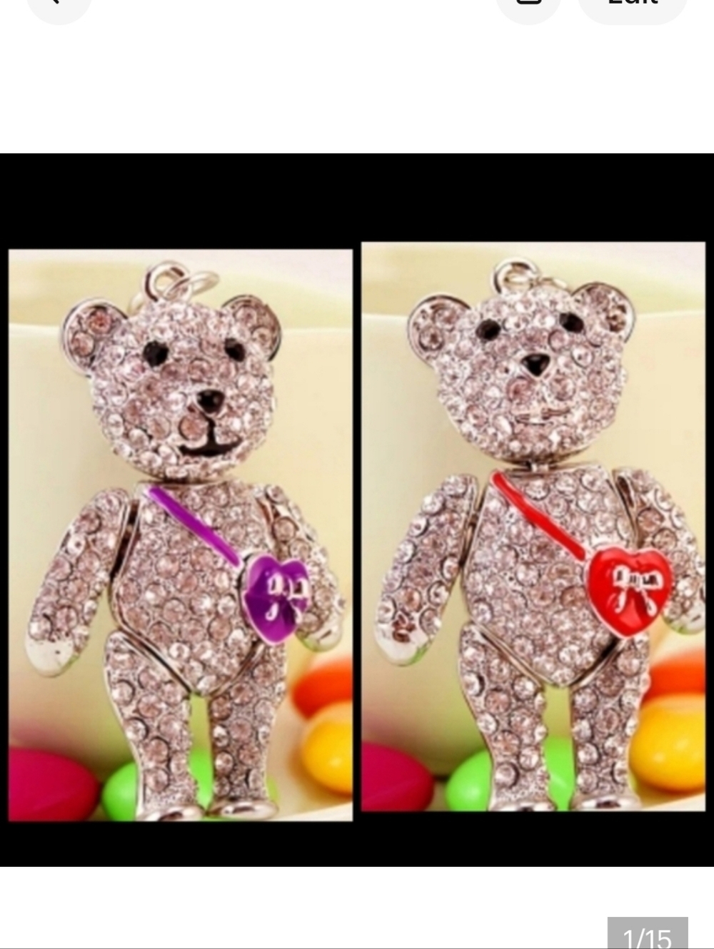 🆕️🧸SILVER-TONE TEDDY BEAR WITH HEART BAG CHARM & KEY CHAIN🧸